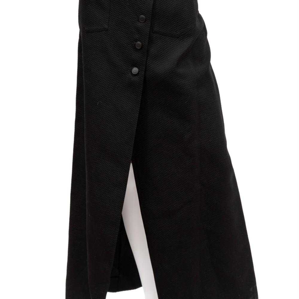 CHANEL Elegant Black Maxi Skirt with Buttons